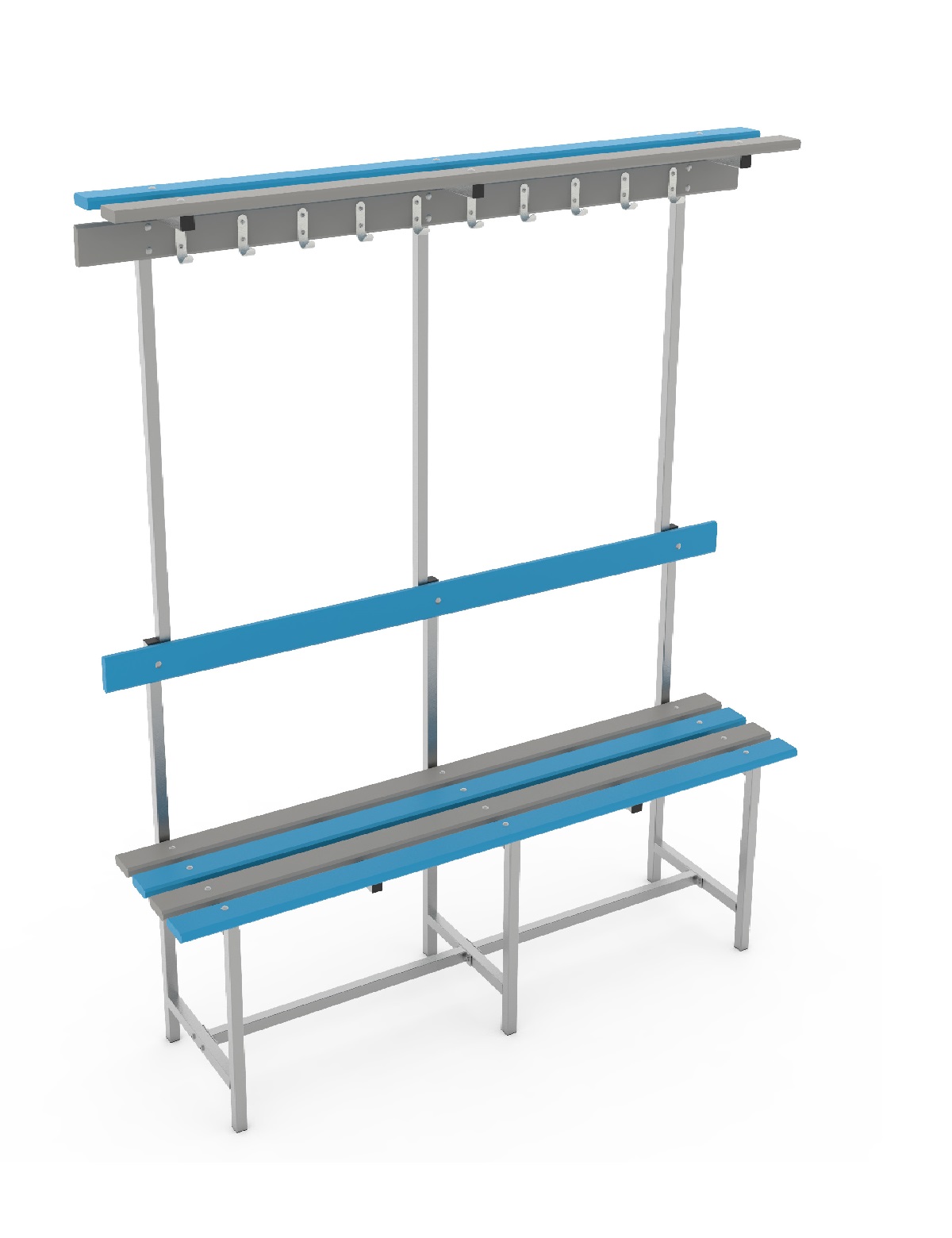 Скамья односторонняя для раздевалок с вешалкой